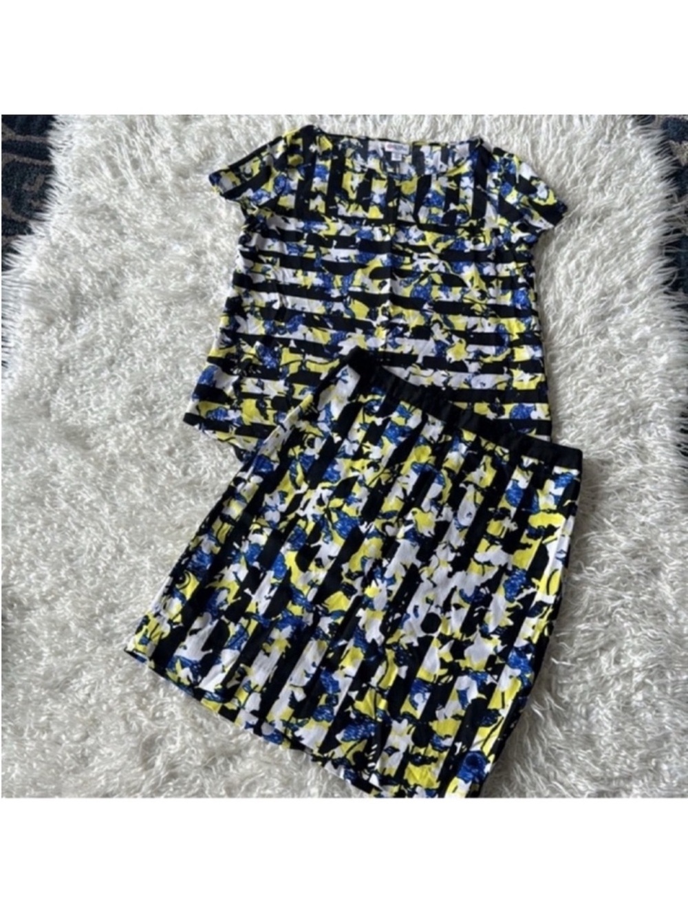 Peter Pilotto Target Abstract Floral Pencil Skirt Top/Shirt/Blouse Set Sz S/8